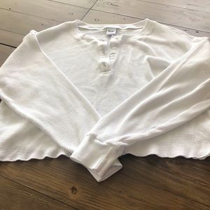 TNA cropped waffle shirt